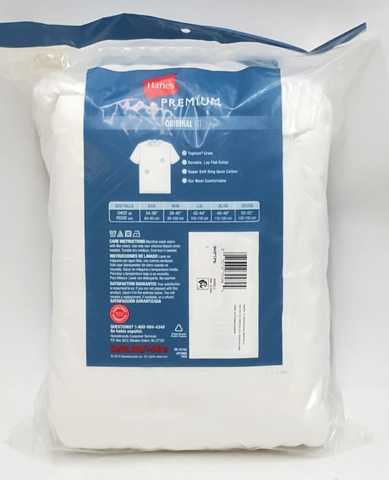 Hanes Premium Men's 6pk Crew Neck T-Shirt - White L