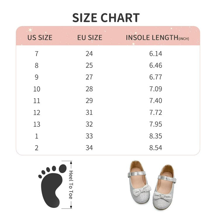 Kushyshoo Girls' Silver Glitter Ballet Flats Soft Mary Jane 11M