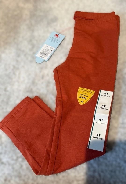 Toddler Girls' Solid Leggings - Cat & Jack Copper Orange 4T