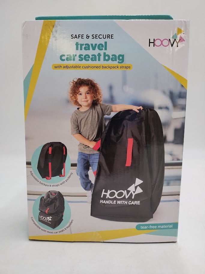 Hoovy Universal Gate Check Car Seat Travel Bag & Padded Backpack Carrier - Black