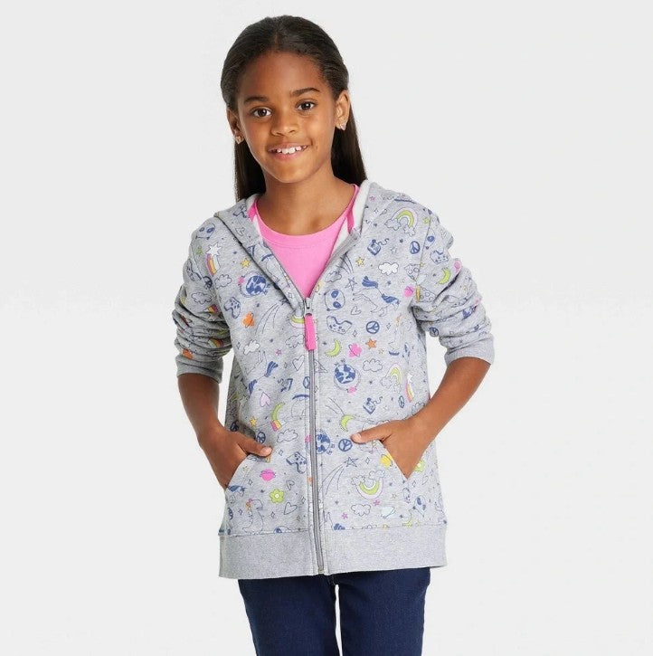 Girls' Printed Zip-up Hoodie - Cat & Jack XXL