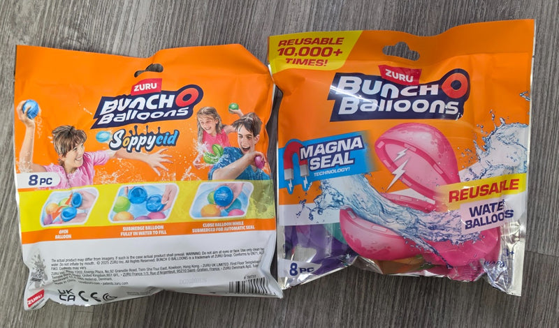 LOT OF 2!! Bunch O Balloons Reusable Water Balloons MAGNA SEAL 8pc