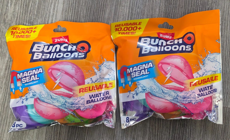 LOT OF 2!! Bunch O Balloons Reusable Water Balloons MAGNA SEAL 8pc