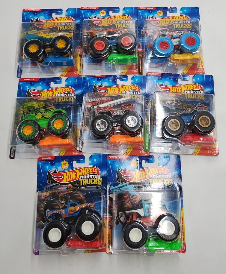 LOT OF 8!!!! Hot Wheels Monster Trucks ASSORTMENT - SEE DETAILS