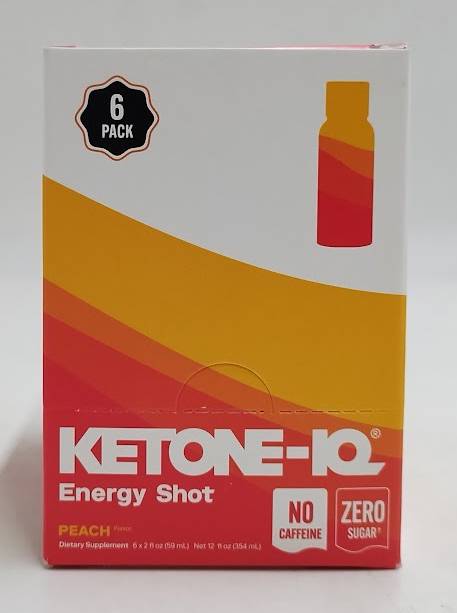 Ketone-IQ Classic Peach Non Caffeine Energy Drinks 6 PACK BOX 2floz EXP 08/19/27
