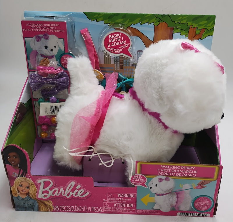 Barbie Walking Puppy Plush Toy 10pc Interactive Pet Playset