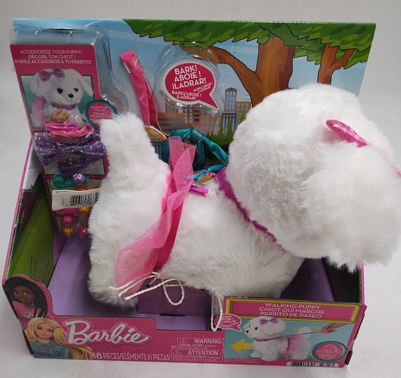 Barbie Walking Puppy Plush Toy 10pc Interactive Pet Playset