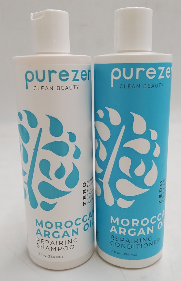 2 PACK Purezero Moroccan Argan Oil Repairing Shampoo and conditioner - 12 fl oz