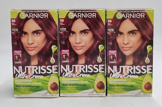 LOT OF 3 Garnier Nutrisse Nourishing Permanent Hair Color Creme 56 Rich Auburn