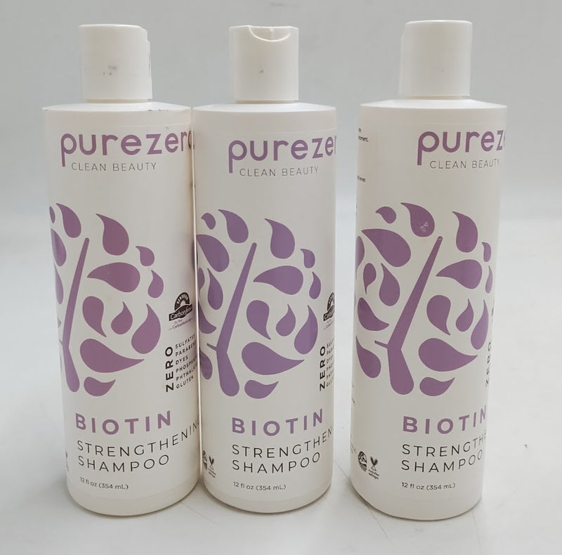 3 PACK Purezero Biotin Strengthening Shampoo - 12 fl oz (LOCAL PICKUP ONLY)