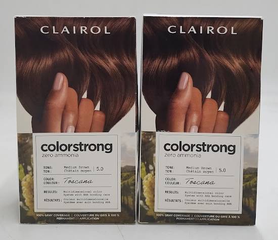 LOT OF 2 Clairol ColorStrong Ammonia Free Permanent Hair Dye Kit 5 Medium Brown