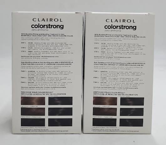 LOT OF 2 Clairol ColorStrong Ammonia Free Permanent Hair Color Dye Kit 1 Black