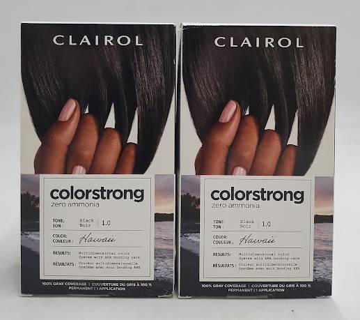 LOT OF 2 Clairol ColorStrong Ammonia Free Permanent Hair Color Dye Kit 1 Black