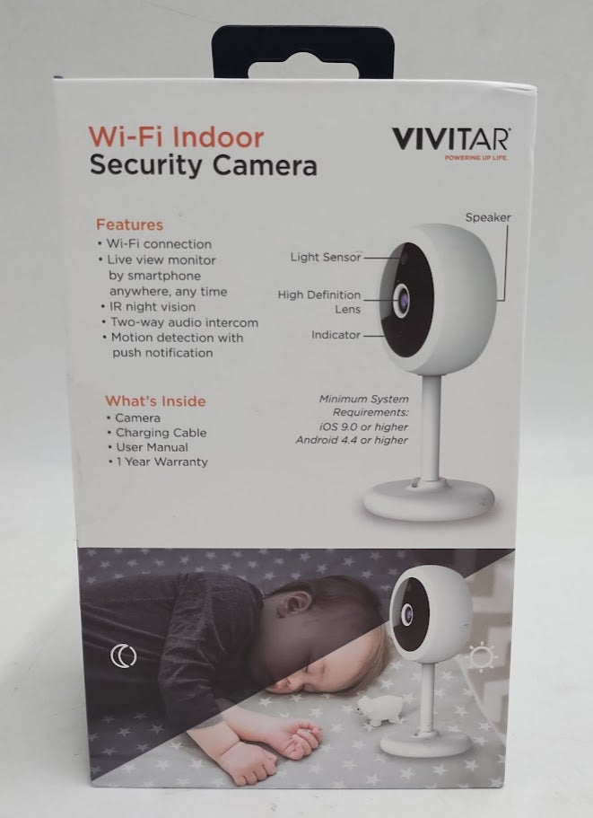 Vivitar IPC-112E-WHT 1080P HD Smart Indoor Security Camera With Night Vision, Motion Detection