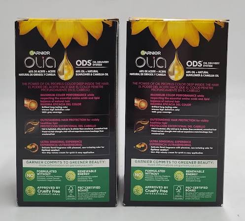 LOT OF 2 Garnier Olia Brilliant Permanent Hair Color - 6.3 Light Golden Brown