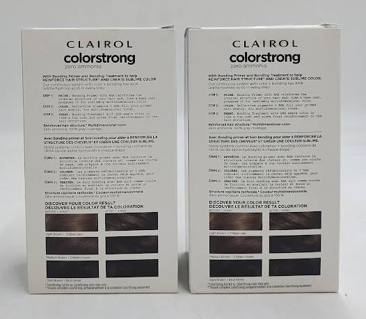 LOT OF 2 Clairol ColorStrong Ammonia Free Permanent Hair Dye Kit 4 Dark Brown