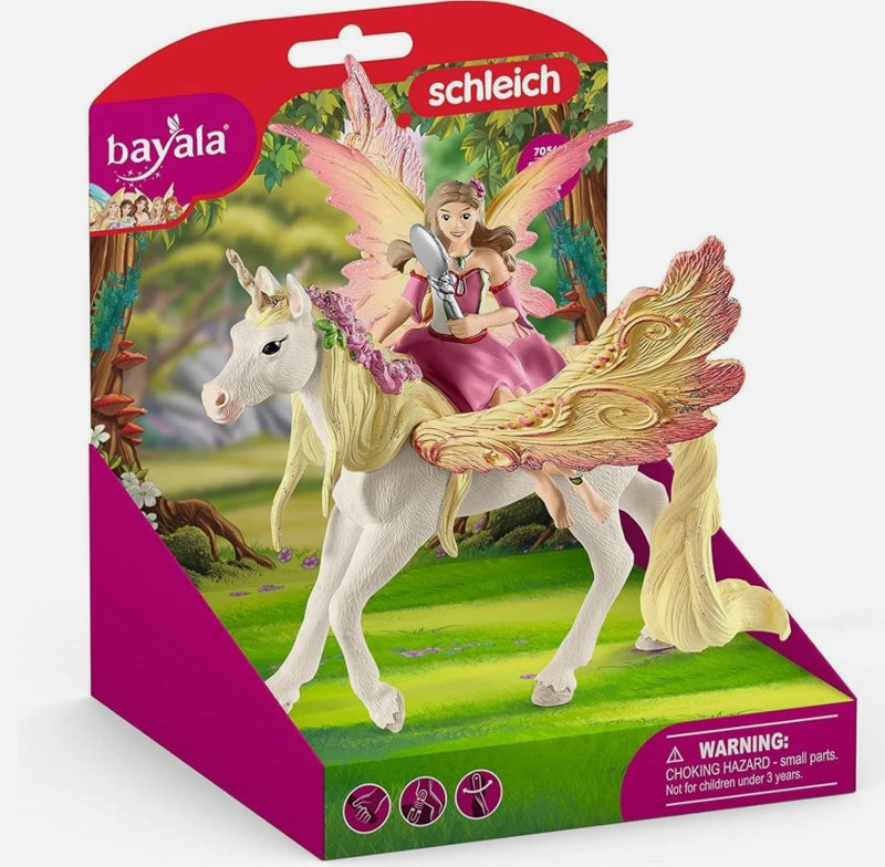 Schleich Fairy Feya with Pegasus Unicorn: Plastic Figures Set, Bayala Collection