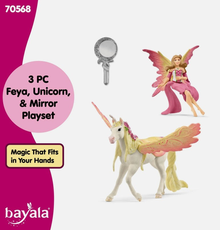 Schleich Fairy Feya with Pegasus Unicorn: Plastic Figures Set, Bayala Collection