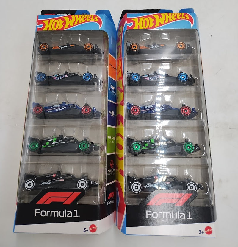 2 PACK!!! Hot Wheels 5pk Race Team, Set of 5 Formula 1 1:64 Die-Cast Cars
