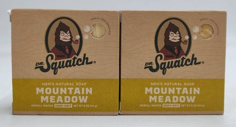 LOT OF 2!! DR. SQUATCH Men's Natural Bar Soap - Mountain Meadow - 5oz