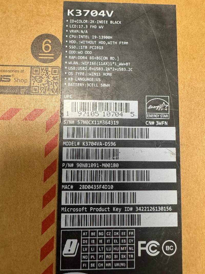 ASUS Vivobook 17X Laptop, 17.3" FHD Display, Intel Core I9 SEE DETAILS