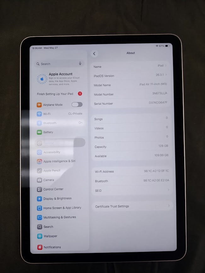 Apple 11-inch iPad Air (M3) Wi-Fi 128GB - Purple **PREOWNED, SEE DETAILS**