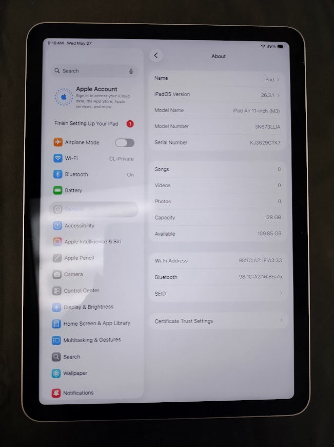 Apple 11-inch iPad Air (M3) Wi-Fi 128GB - Purple **PREOWNED, SEE DETAILS**