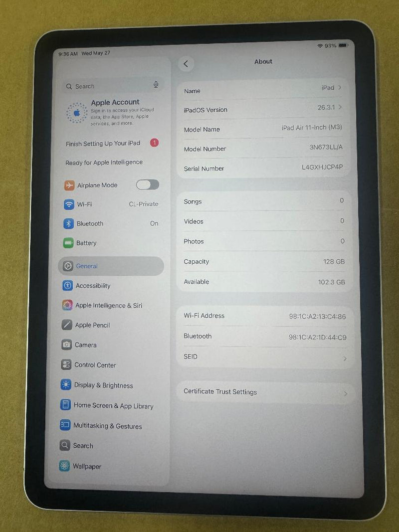 Apple 11-inch iPad Air (M3) Wi-Fi 128GB - Purple SEE DETAILS