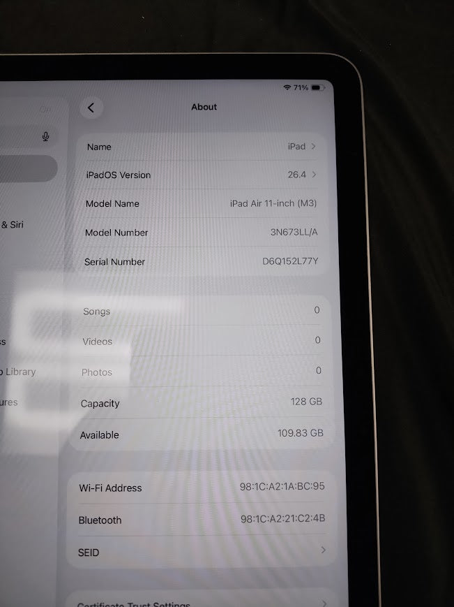 Apple 11-inch iPad Air (M3) Wi-Fi 128GB - Purple **PREOWNED, SEE DETAILS**