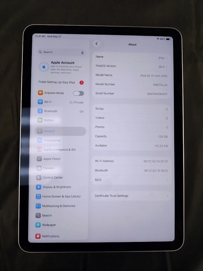 Apple 11-inch iPad Air (M3) Wi-Fi 128GB - Purple **PREOWNED, SEE DETAILS**