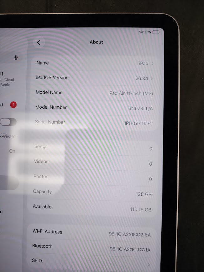 Apple 11-inch iPad Air (M3) Wi-Fi 128GB - Purple **PREOWNED, SEE DETAILS**
