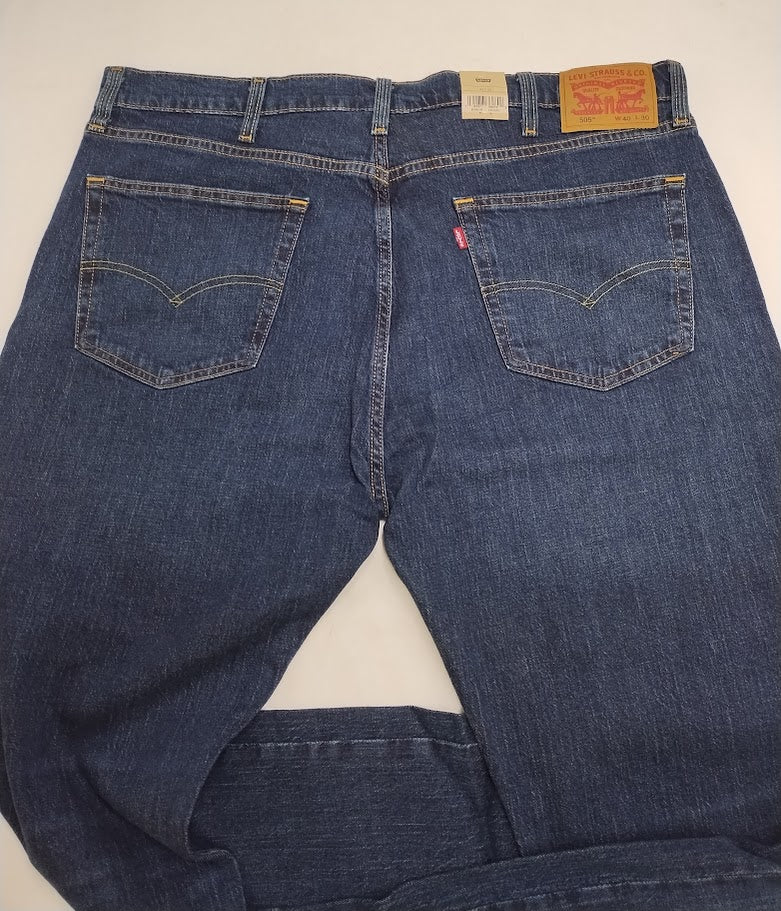 Levi's Men's 505 Regular Fit Straight Leg Jeans - Dark Wash 40x30