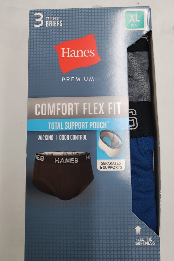 Hanes Premium Men's 3pk Briefs - Gray/Blue/Black XL