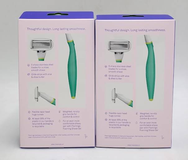 LOT OF 2 ! Flamingo 5-Blade Women's Razor - Sage