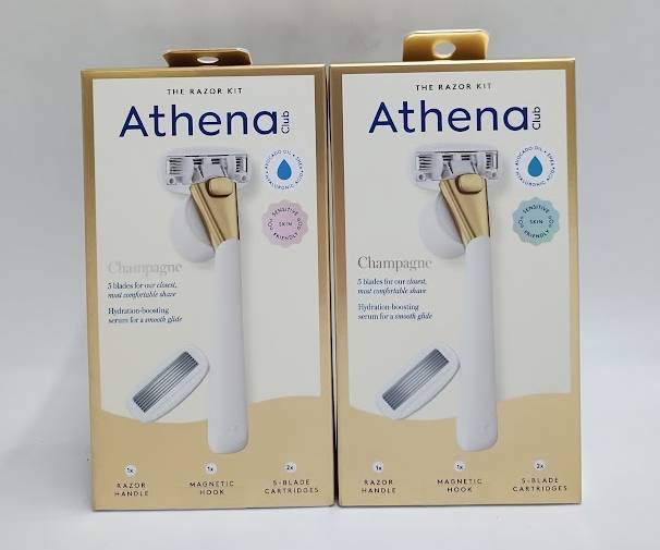 LOT OF 2!! Athena Club Women's 5 Blade Reusable Razor Kit - Champagne