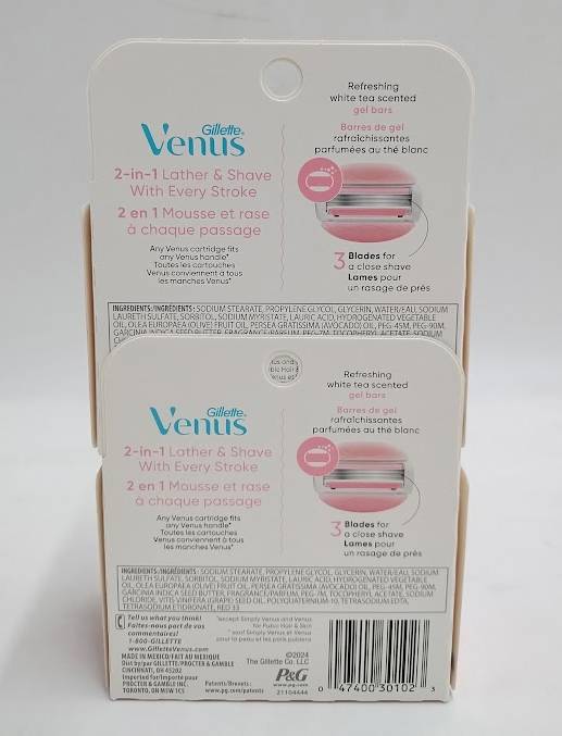 LOT OD 2!! Venus Comfortglide White Tea Women's Razor Blade Refills