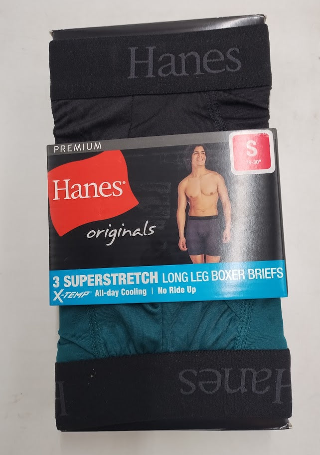 Hanes Men's Super Stretch Boxer Briefs 3pk - Blue/Gray/Black S