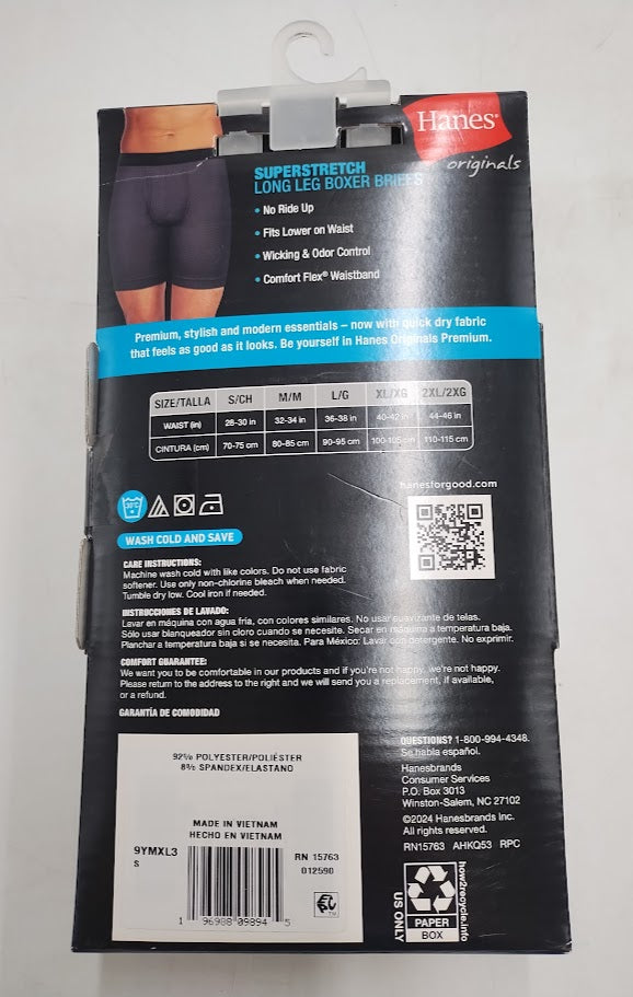 Hanes Men's Super Stretch Boxer Briefs 3pk - Blue/Gray/Black S