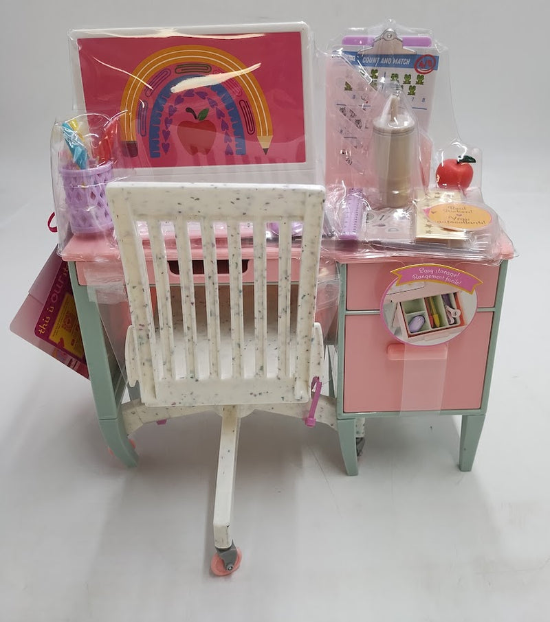 Our Generation Class in Session Teacher's School Desk & Chair Set