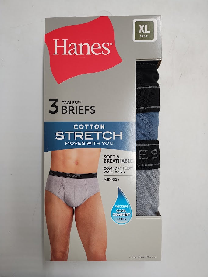 Hanes Premium Men's Cotton Stretch Briefs - Gray/Black XL