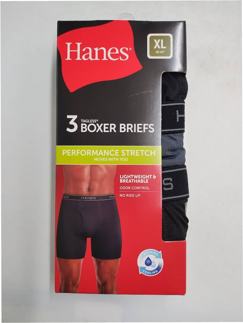 Hanes Men's Performance Stretch Boxer Briefs - Black/Gray XL