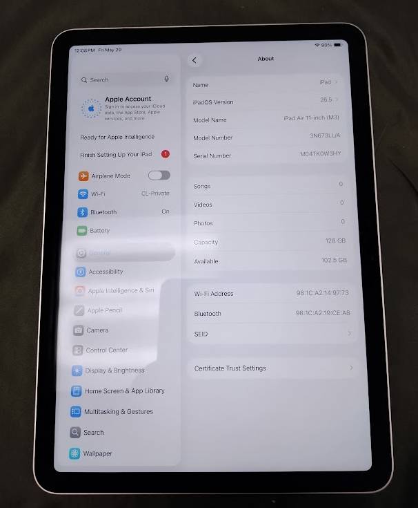 Apple 11-inch iPad Air (M3) Wi-Fi 128GB - Purple **PREOWNED, SEE DETAILS**