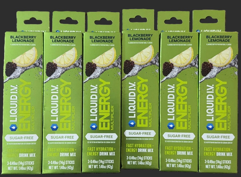 LOT OF 6!!! Liquid I.V. Sugar Free Energy Multiplier - Blackberry Lemonade 3ct