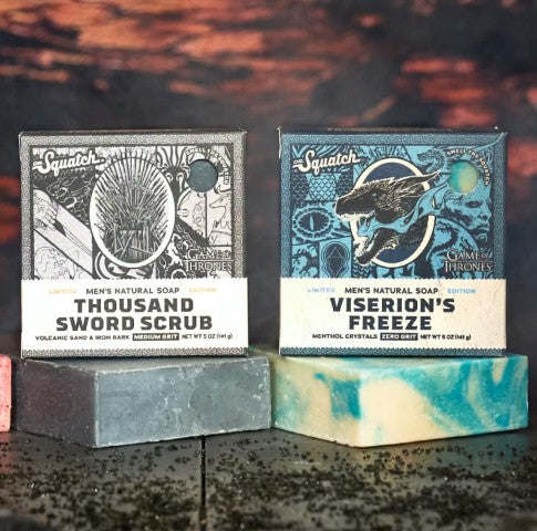 LOT OF 2!!! DR. SQUATCH Mens All Natural Bar Soap Viserions Freeze & 1000 Sword