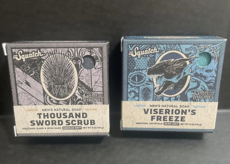 LOT OF 2!!! DR. SQUATCH Mens All Natural Bar Soap Viserions Freeze & 1000 Sword