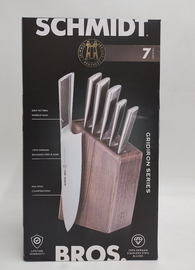 Schmidt Bros Cutlery Gridiron 7pc Knife Block Set Silver/Gray Wash