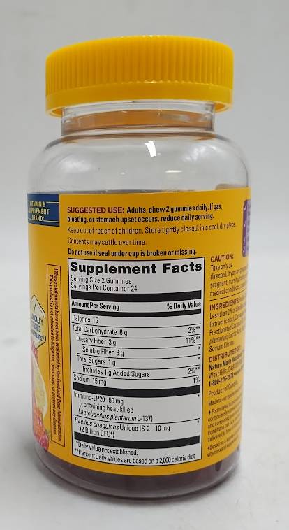 Nature Made Triple-Action Biotics Gummies Raspberry Lemon - 48ct EXP 06/2027