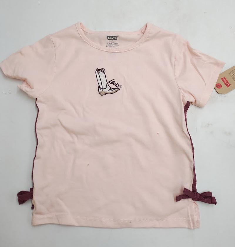 Levi's Girls' Cowgirl Side-Tie T-Shirt - Light Pink/Brown XS