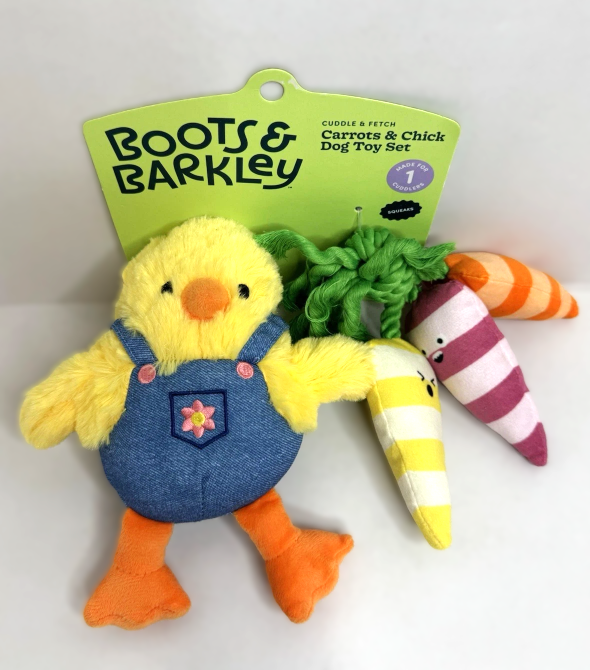11.7" Chick & Carrots Plush Rope Dog Toy - Boots & Barkley 2pk