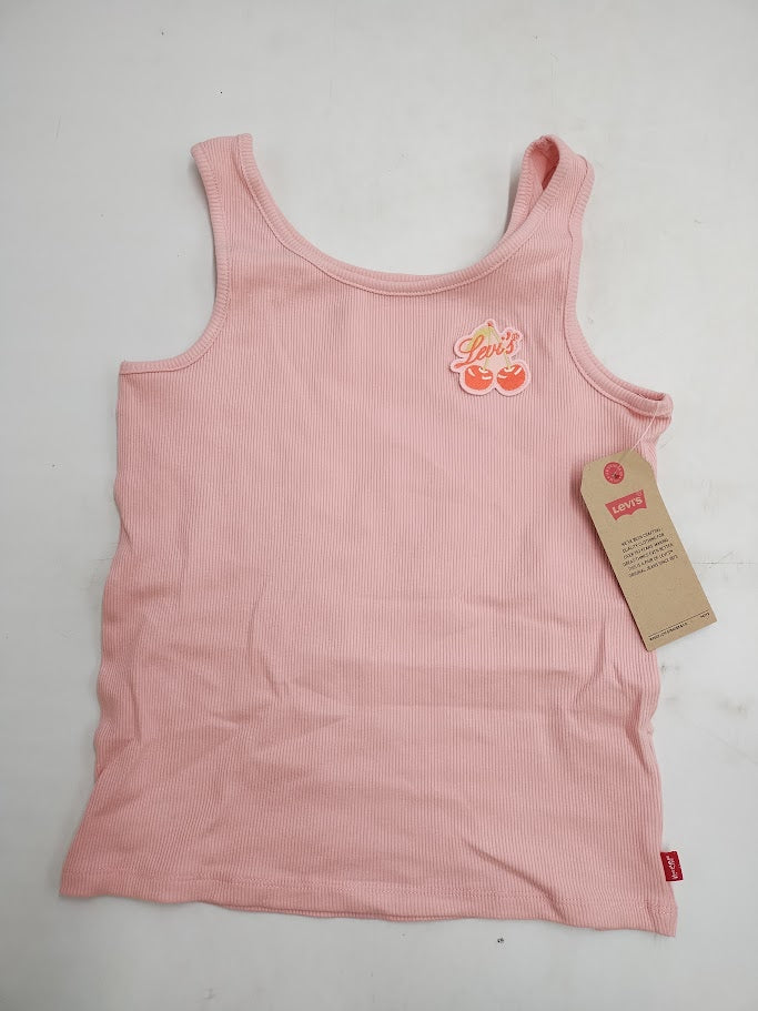 Levi's Girls' Cherry Embroidered Tank Top - Coral Pink M